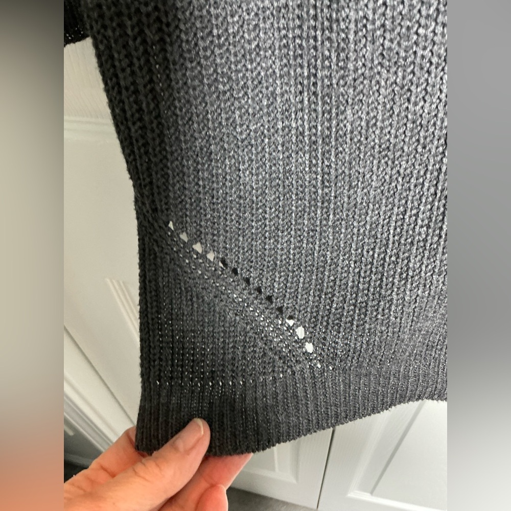 Long open front gray cardigan - Picture 4 of 6